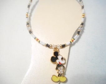 Pulsera de tobillo de Mickey Mouse con diamantes de imitación de cristal