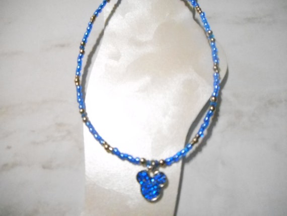Pretty Blue and Silver Mickey Mouse Charm Ankle Bracelet Etsy
