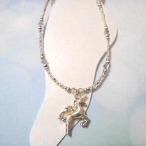 Antique Silver Rearing Unicorn Charm Ankle Bracelet