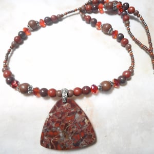 Unique Flame Jasper Pendant Necklace