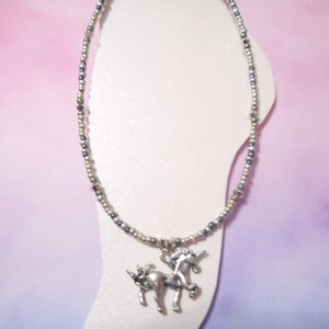 Pretty Antique Silver Unicorn Ankle Bracelet