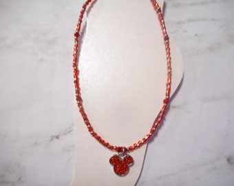 Pulsera de tobillo de Mickey Mouse de cristal rojo