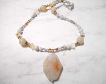 Pre-Summer SALE! Gorgeous Spider Web Agate Necklace