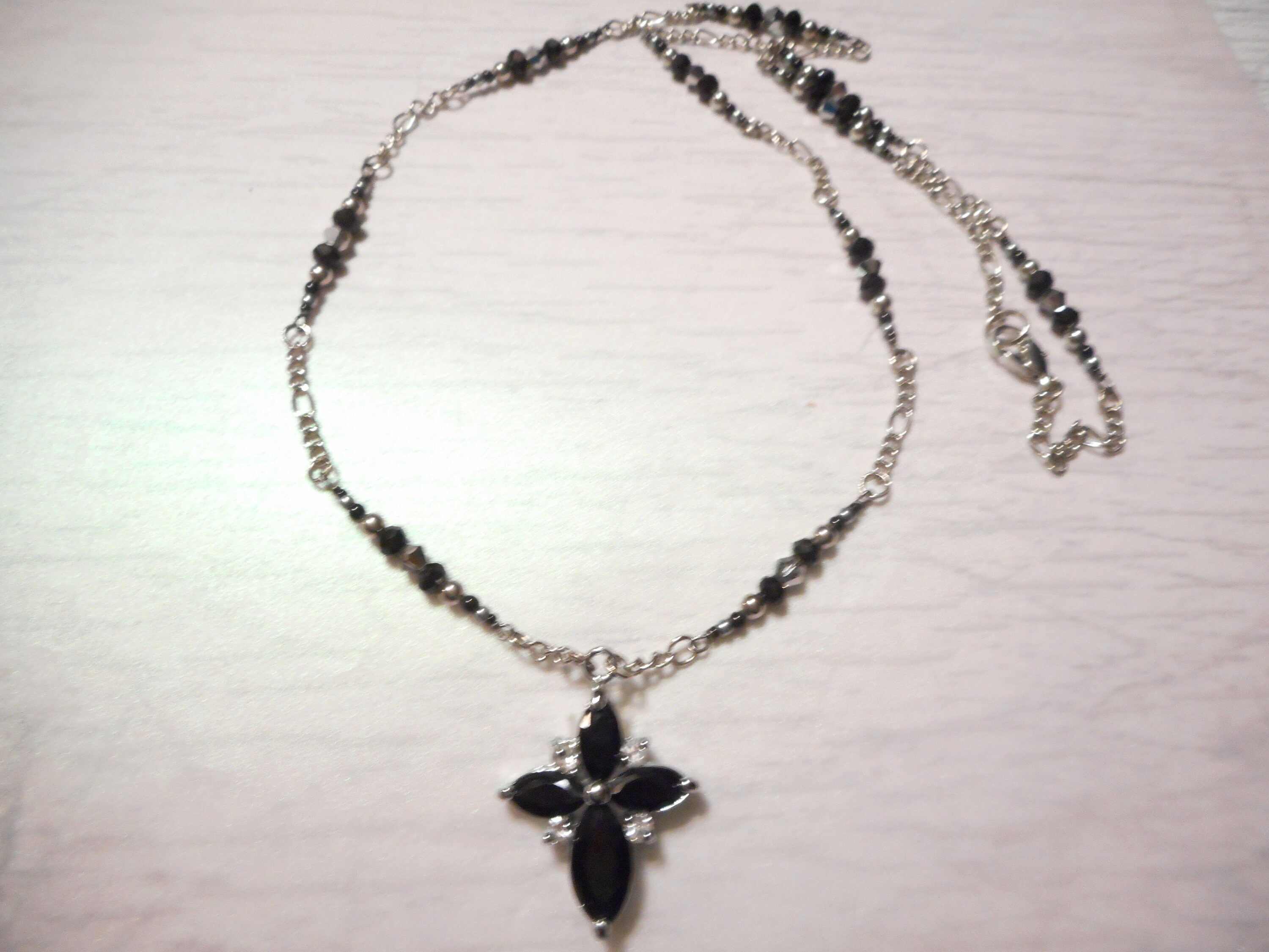 Pre-Summer Sale! Black Crystal Cross Pendant Necklace