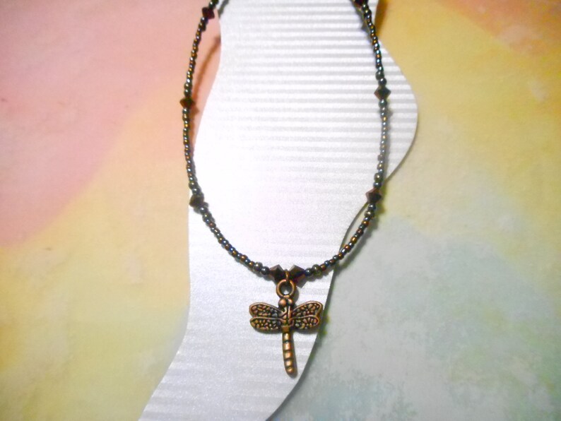 Antique Copper Dragonfly Ankle Bracelet