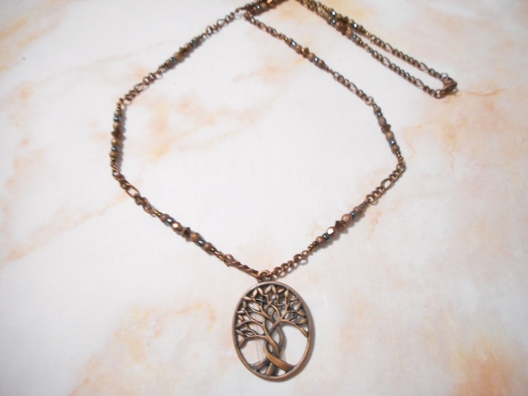 Antique Copper Tree of Life Pendant Necklace - Etsy