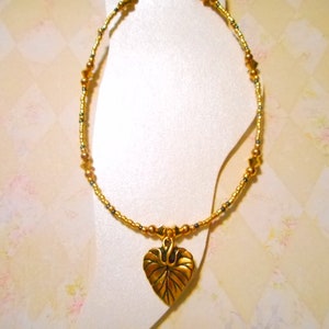 Stunning Antique Gold Leaf Charm Ankle Bracelet