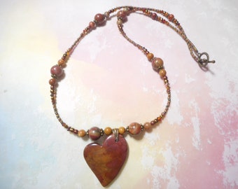 Picasso Jasper Heart Pendant Necklace