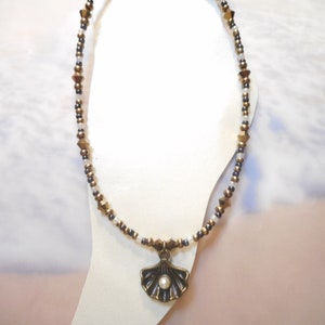 New Antique Bronze And Pearl Shell Ankle Bracelet