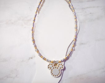 Linda plata Faux Gold Studded Mickey Mouse Pulsera de tobillo