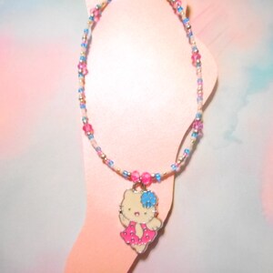 Pink And White Kitty Cat In silver Ankle Bracelet