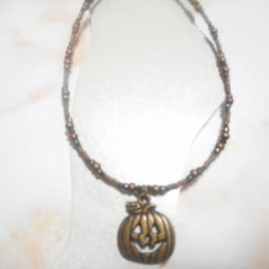 Stunning Antique Bronze Halloween Pumpkin Ankle Bracelet