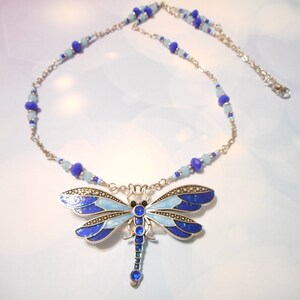 Blue And Silver Crystal Enamel Dragonfly