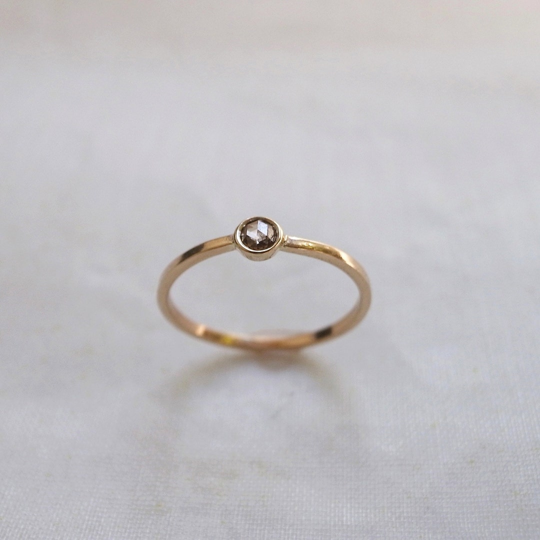 Rose Cut Champagne Diamond Ring 14k Gold - Etsy