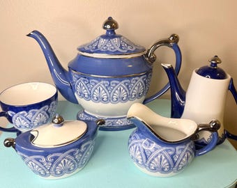 Vintage- Bombay Blue & White Porcelain Tea Set – 5 Pieces