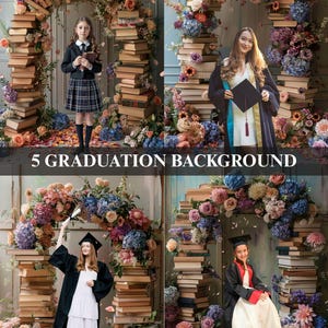 Graduation Digital Backgrounds Bundle - 5 High-Quality Printable Backdrops for Party & Photo Booth Decor