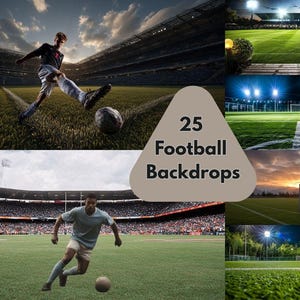 Football Backdrops Bundle, 25 Digital Backgrounds for Sports Photography & Parties, Football Themed Photo Props, Instant Download