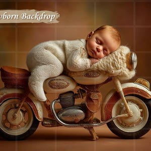 Newborn Digital Backdrop Motorcycle Theme | Baby Photo Background Prop for Newborn Photography Studio