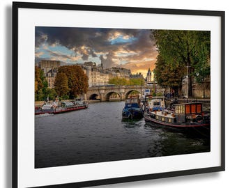 Seine River Photography Print: Paris Sunset Wall Art