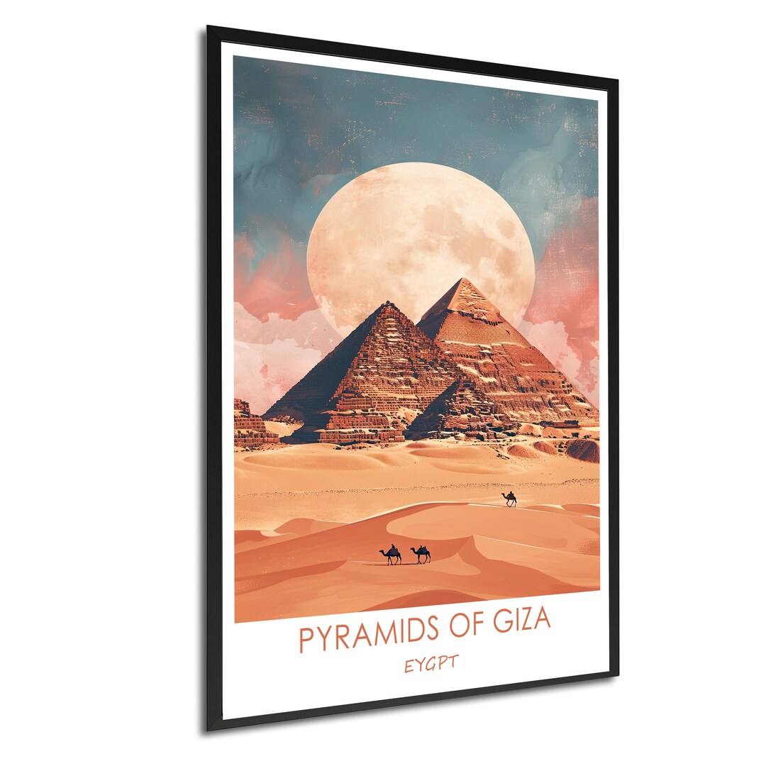 Pyramids of Giza Egypt Travel Poster – Retro Vintage Wall Art - Etsy