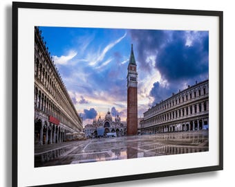 Venice Sunrise Photography Print: Saint Mark's Square Reflection Wall Art Italy