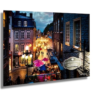 Quebec City Blue Hour Wall Art | Canada Old Town Street Print | Evening Cityscape Photography | French Canada Decor | Urban Travel Photo