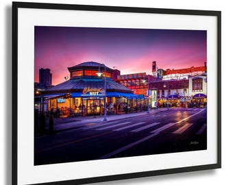 Arte mural de Fisherman's Wharf: Atardecer en San Francisco - Fotografía de paisajes urbanos de California