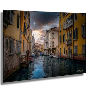 Venedig-Kanal-Sonnenuntergang-Druck: romantische italienische Fotografie, Venedig-Wandkunst