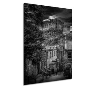Edinburgh Castle Print: Royal Mile, Scotland Photography, Black and White