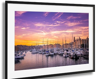 Malta Sunset Print, Grand Harbour Wall Art, Mediterranean Sea Decor, Sailboat Prints