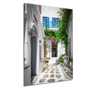 Mykonos Street, Greek Island Travel Print, White Washed Streets, Mediterranean Sea Decor