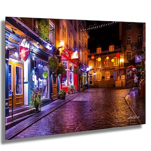 Quebec City Night Wall Art | Canada Old Town Night Photography Print | Blue Hour Street View Decor | Urban Travel Photo