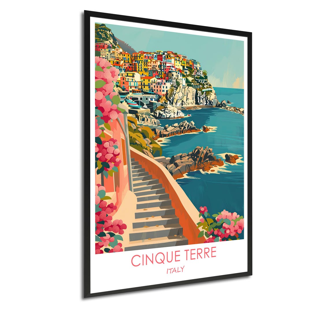 Cinque Terre Italy Travel Poster – Retro Wall Art Print – European ...