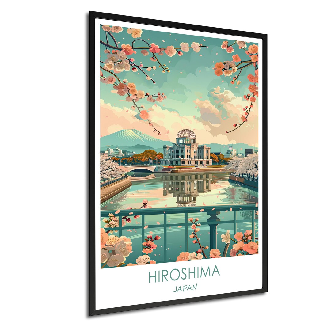 Hiroshima Japan Travel Poster – Retro Wall Art Print – Asian Decor ...