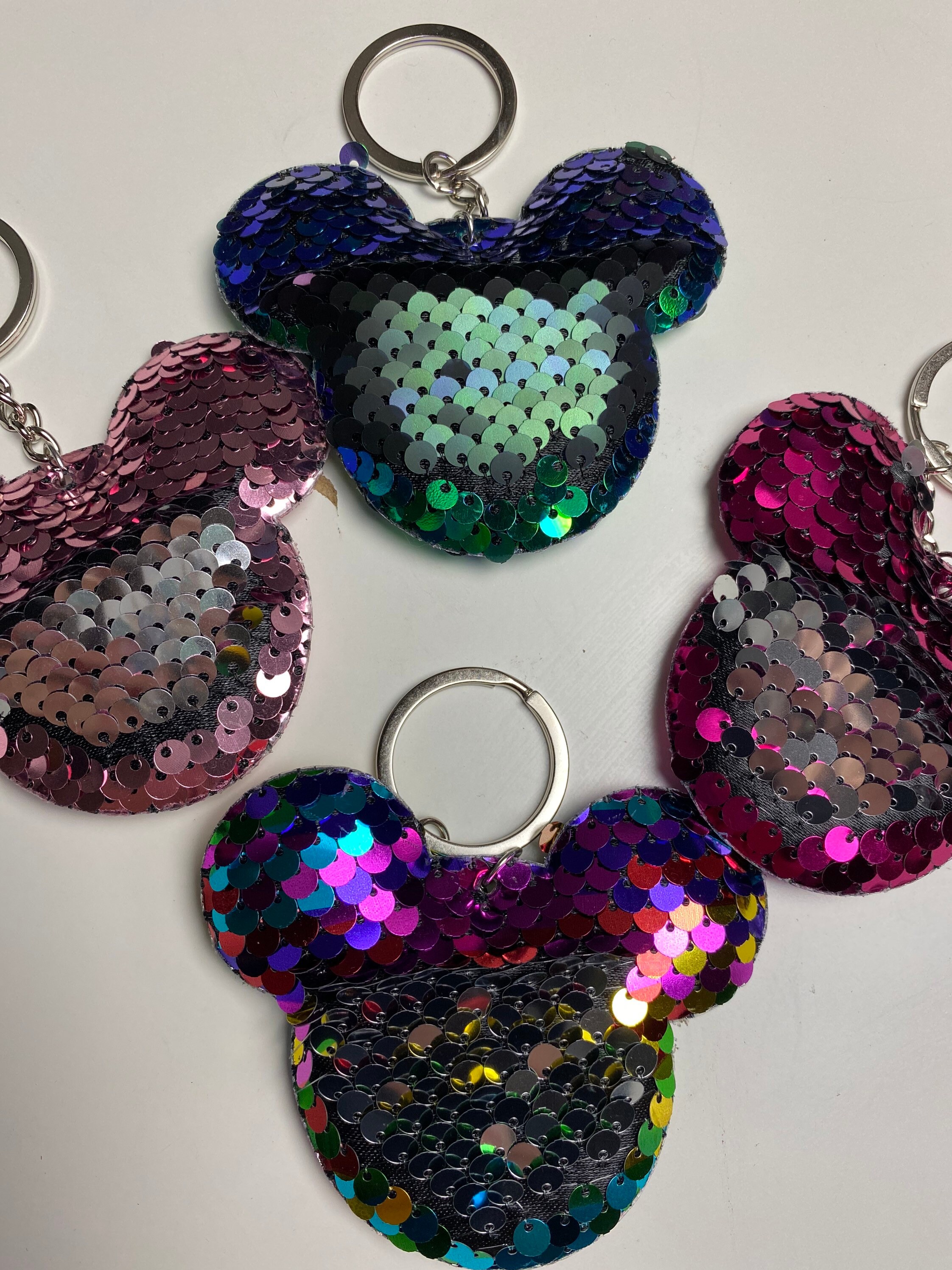 Key Chain Mouse Mickey Keychain Mouse Key Chain Reversible Sequin Puffy - Etsy