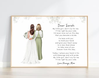 Mother Of The Bride Memorial Gift, Bride Lost Mom Wedding Print, Personalised Letter From Heaven Sign, In Memory Of Brides Mom