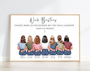 Work Bestie Print: Colleague Appreciation Gift, Co-worker Leaving Gifts, Colleague Recognition Gift, Personalised Team Gift for Coworkers