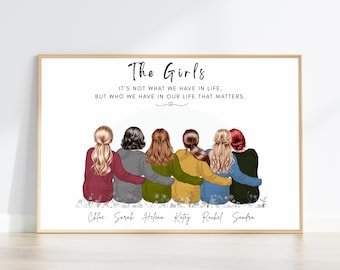 Friendship Group Print, Personalised Best Friend Print, Best Friend Gift, Custom Wall Art, Birthday Gifts for Friend, Friend Portrait