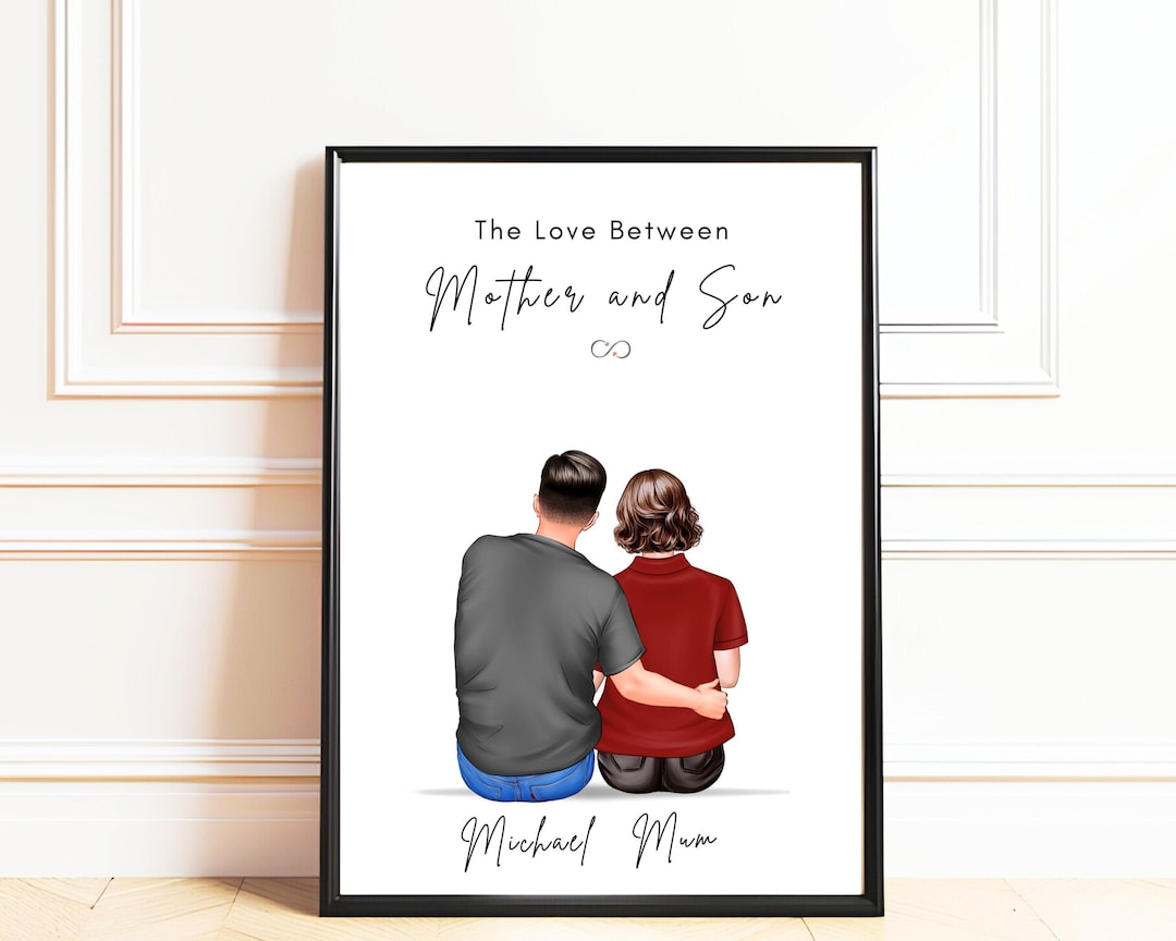 Mother and Son Wall Art Print, Personalised Mum Gift, Family ...
