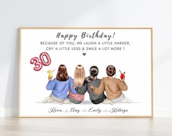 Beste Freunde 30.Geburtstag Geschenke, Gruppe 30.Besties Druck, personalisierte 30