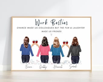 Work Bestie Print, Colleague Appreciation Gift, Co-worker Leaving Gifts, Colleague Recognition Gift, Personalised Team Gift for Coworkers