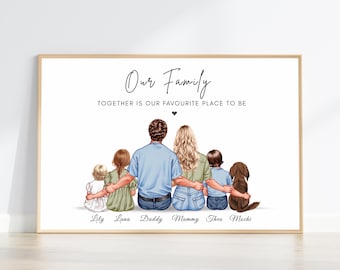 Custom Portrait Family Print, Personalized Gift for Family, Housewarming Gift, Our Family Wall Art, Mother's Day Gift, Father's Day Gift