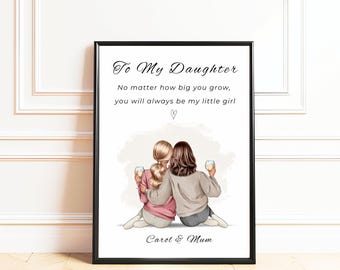 Gift For Daughter From Mum, Personalised To My Daughter Print, Daughter Birthday Gift,  Mum and Daughter Poster