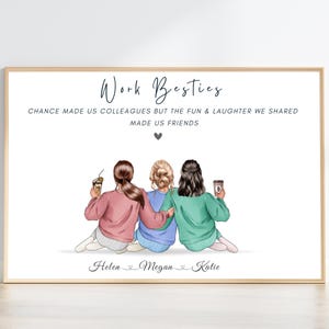 Arbeit Besties Druck, personalisierte Coworker Freundschaft Geschenk, benutzerdefinierte Team Wandkunst