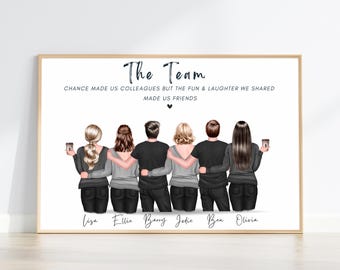 Personalised Team Leader Appreciation Print, Custom Office Team Portrait, Employee Thank You Gift, Manager Leaving Keepsake, Department Gift