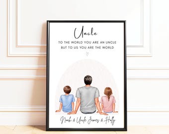 Personalised Uncle Gift, Birthday Gift for Uncle,  Niece and Uncle Print, Custom Uncle and Nephew Print