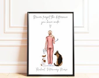 Personalised Vet Nurse Gift, Animal Nurse Appreciation Gift, Thank You Gift for Vet Tech, Never Forget the Difference You Make Print
