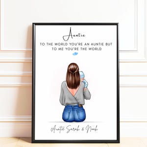 Gift for Auntie, Aunty Gifts From Nephew, New Auntie Gift, Personalised Auntie and Niece Print, Gift From Newborn, Auntie Birthday Print