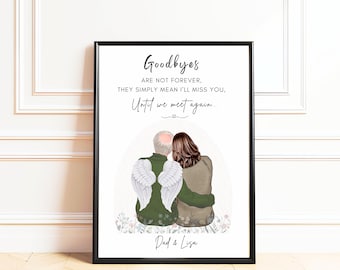 Personalised Memorial Print, In Memory Of Dad, Loss Of Father Gift, Dad In Heaven Gift For Daughter, Sympathy Keepsake