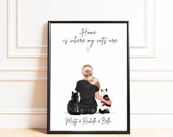 Personalised Cat Print, Cat Lover Gifts, Custom Pet Portrait, Cat Memorial Gift, Pet Portrait,  Christmas gift for Her